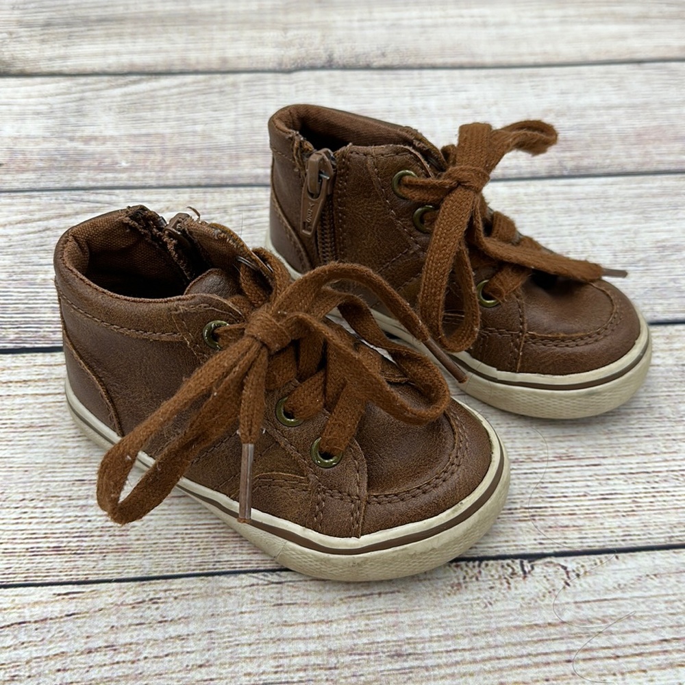 Cat & Jack Brown Lace Up Zipper Boots Size 5